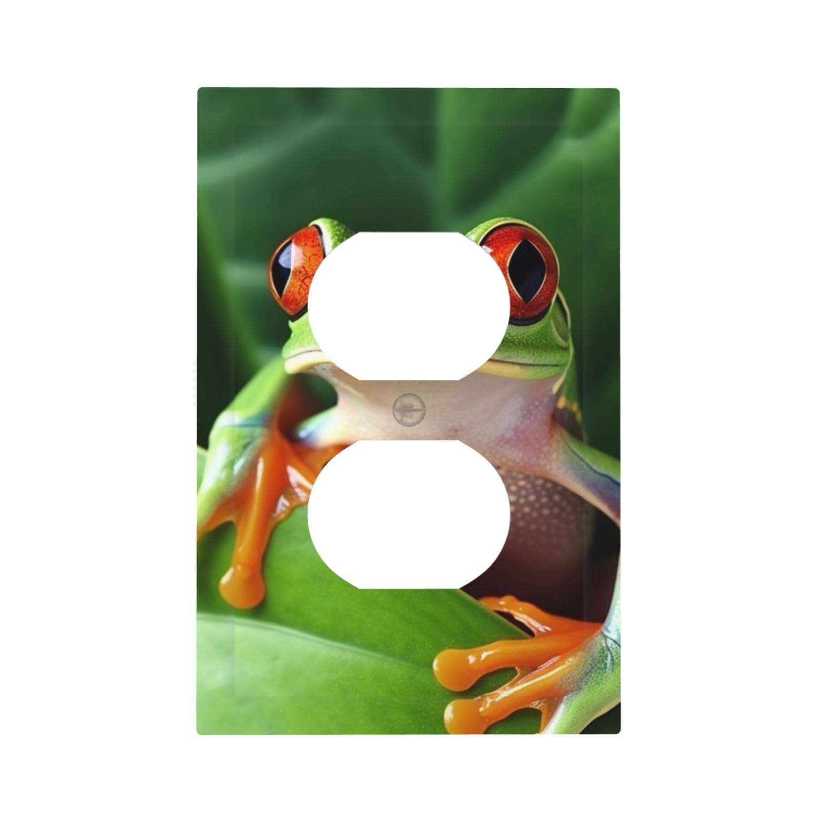 1-Gang Decorator Wall Plate Cute Frog Light Switch Cover Single Gang Receptacle Outlet Wall Plate Mid Size 5" x 3" Wallplate Unbreakable Polycarbonate Outlet Faceplates Covers