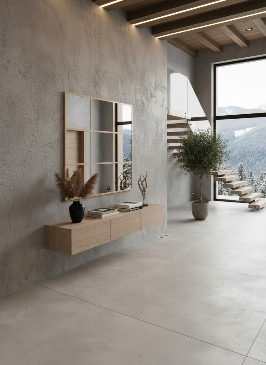 THEROSE Espejo Ventana Industrial, Espejo Salon Pared Decorativo, Aluminio 120 x 120 cm (Dorado)