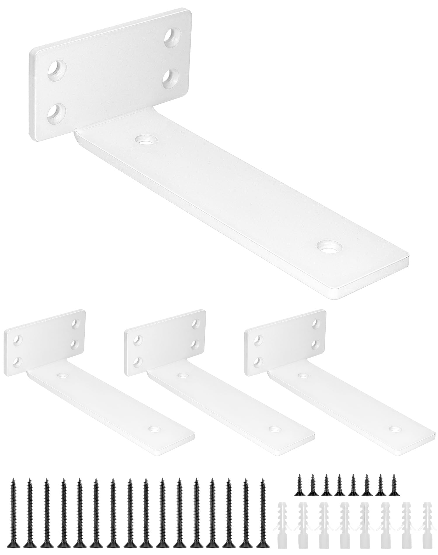 QWORK® Soportes para Estantes Flotantes Resistentes 15 cm - Soporte Balda de Hierro Blanco - Capacidad de 75 kg