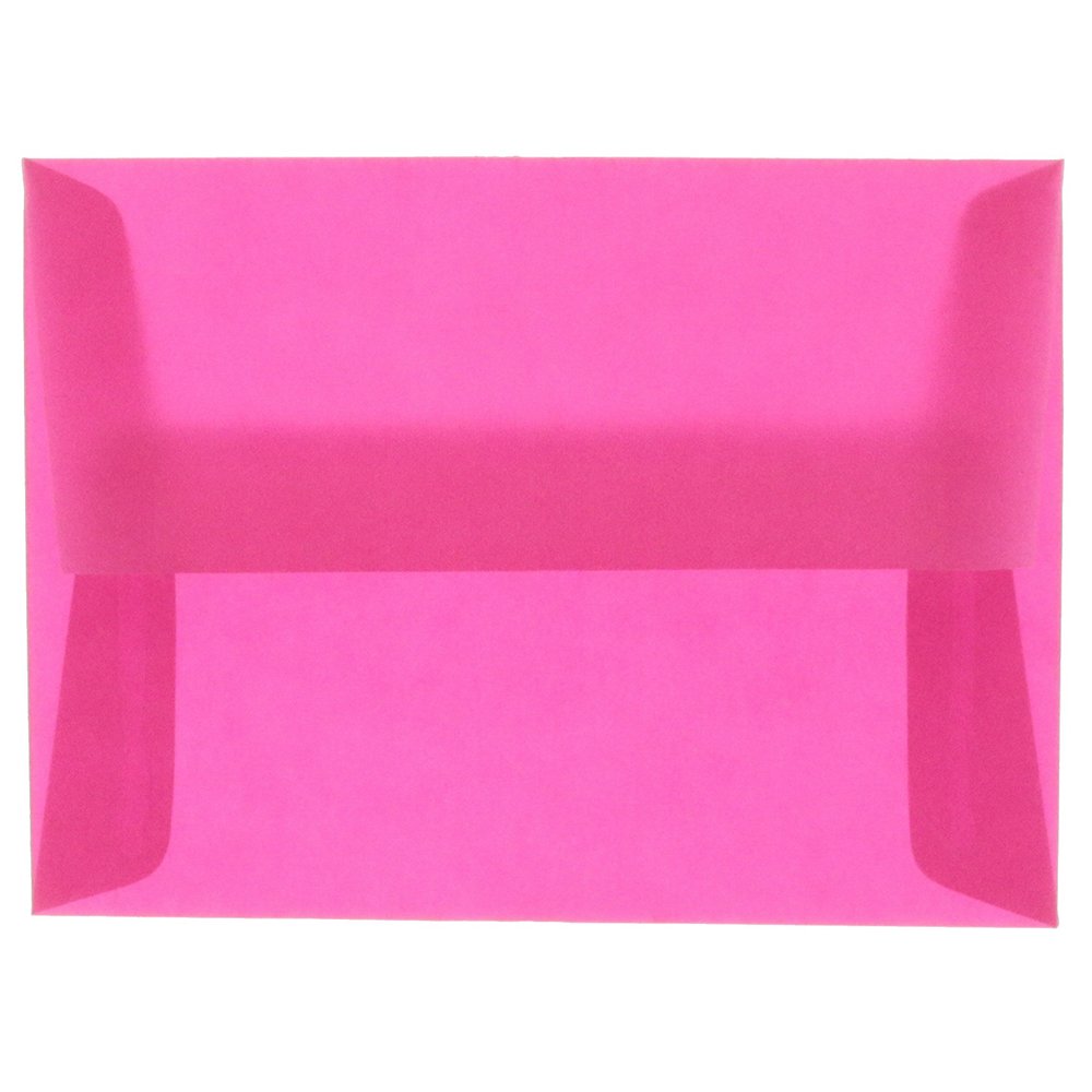 JAM PAPER A2 Translucent Vellum Invitation Envelopes - 4 3/8 x 5 3/4 - Magenta - 25/Pack