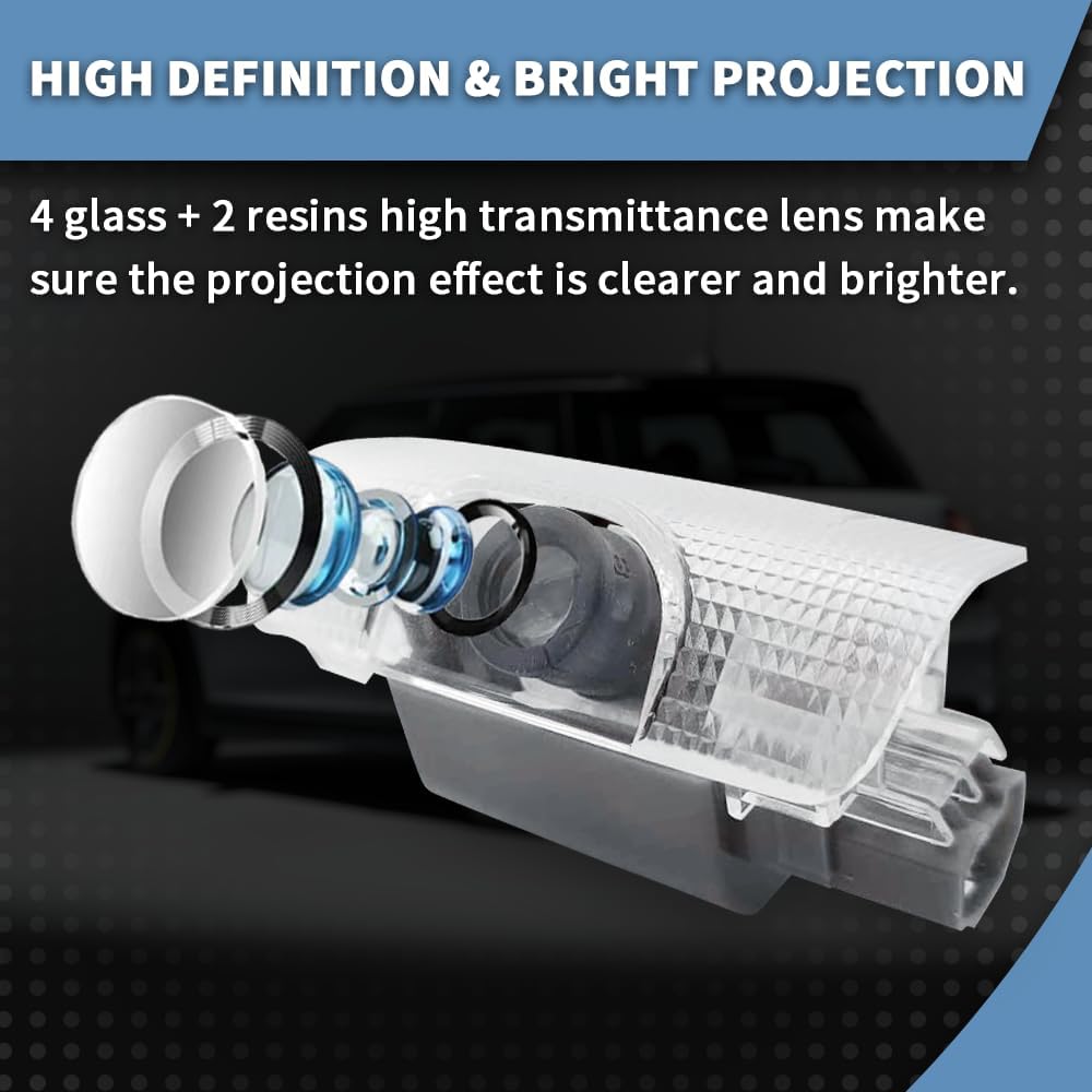 2 PCS Never Fade HD Car Door Logo Lights Compatible for 4Runner 2010-present LED Courtesy Projector Laser Welcome Lamp Puddle Lights Kit Car Accessories (BLUE)