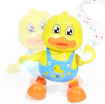 Interactive Dancing Duck Musical Toy for Toddlers, Flashing Lights & Melodies, Baby Musical Easter Duck Toy Dancing Crawling Tummy Time Toys Birthday Easter Gifts
