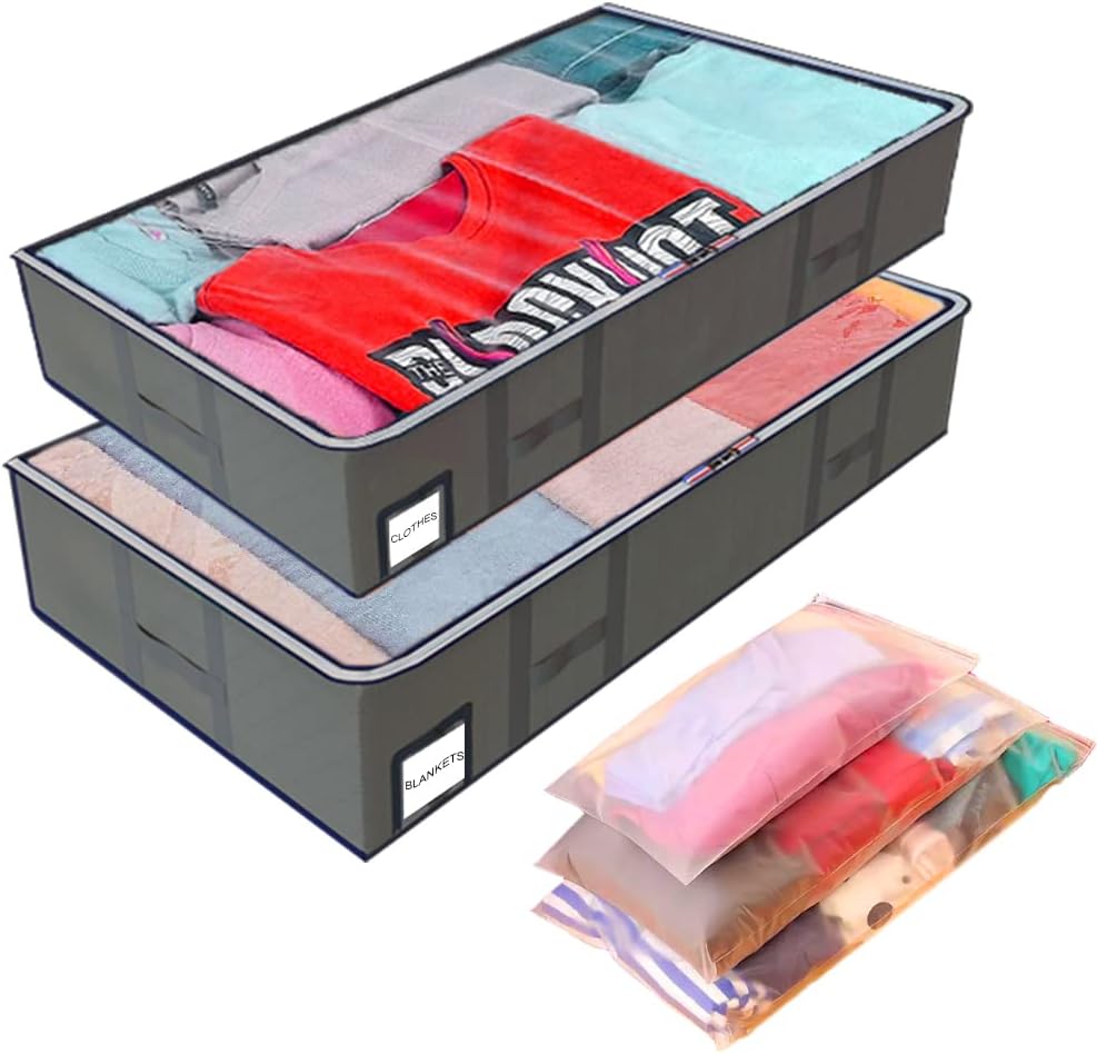 Under bed Storage Box with Lid 90L Foldable Underbed Storage Bags