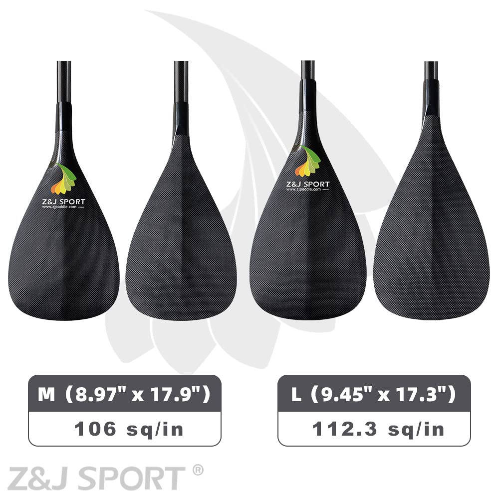 Z&J SPORT Outrigger Canoe Paddle Full Carbon, Hawaii Style OC Paddle with Double Bent Shaft Lightweight Carbon Paddle for Waka AMA, va'a(M,47