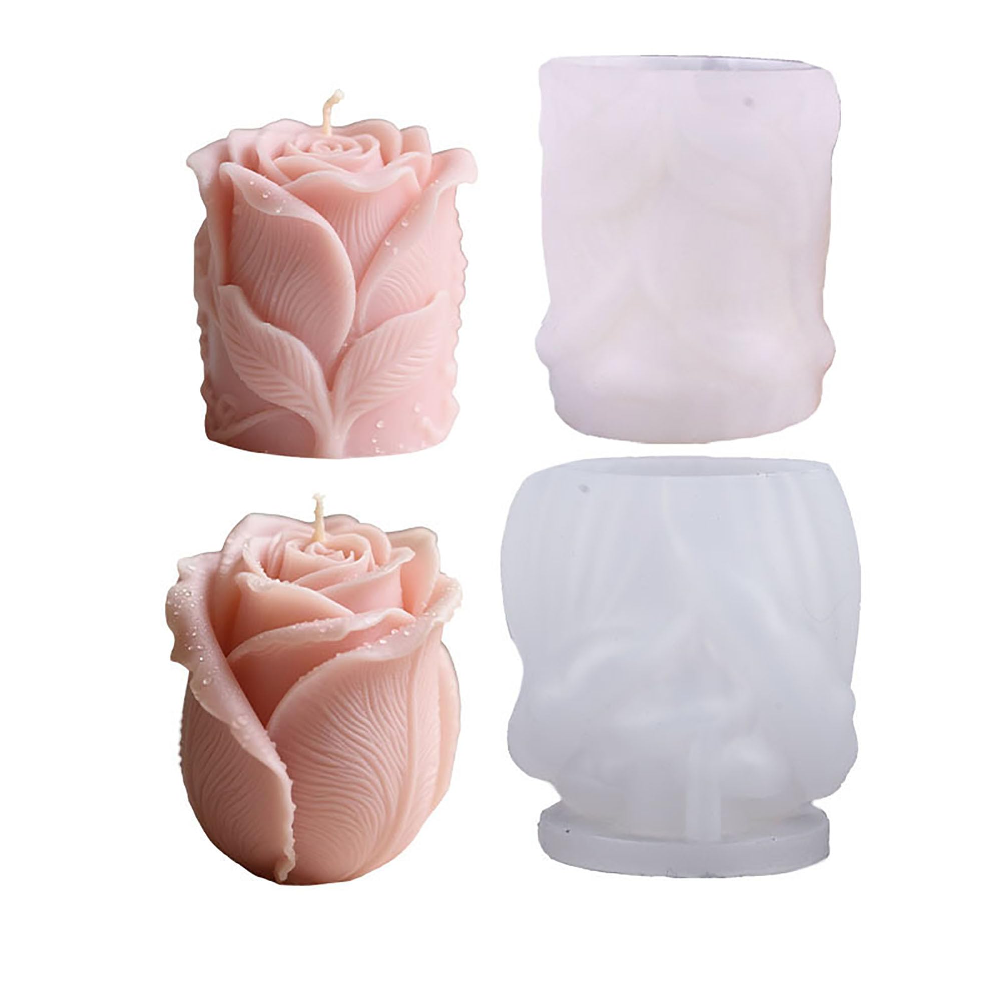 2pcs Rose Candle Molds for Making Wax Soap 3D Moulds Silicone — image 1