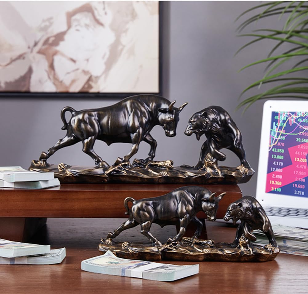 JXCBXJ Bull and Bear Statue,Resin Abstract Tabletop Decor, Stock Market Decor,Gifts for Financial Investment Managers Investor - Image 2