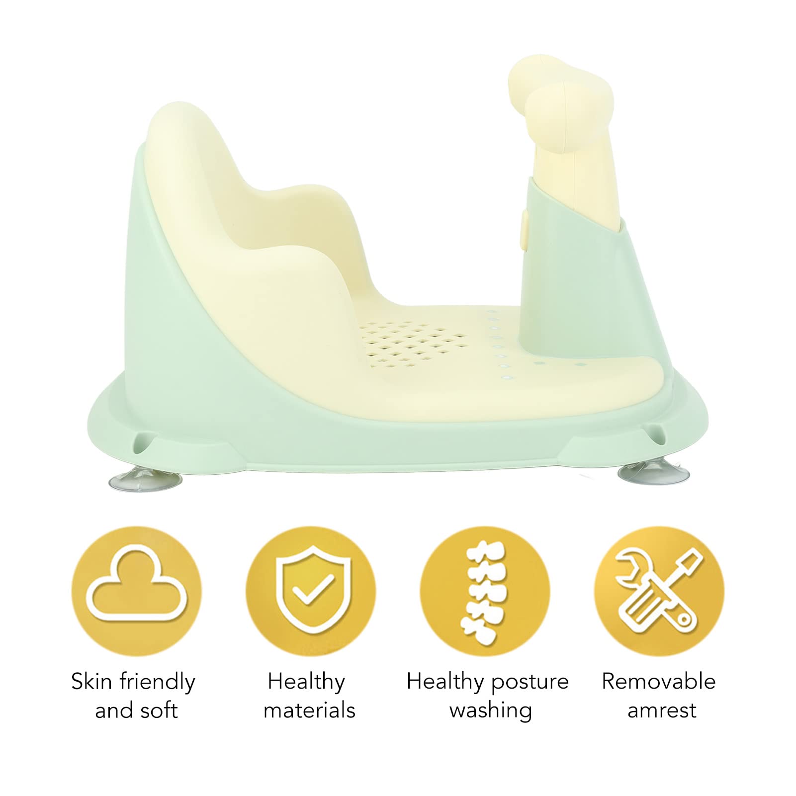Seggiolino da Bagnetto per Bambini, Seggiolino da Bagno per Bambini Antiscivolo con 4 Ventose Sicure, Seggiolino da Bagno per Bambini con Supporto per la Schiena, Seggiolino da