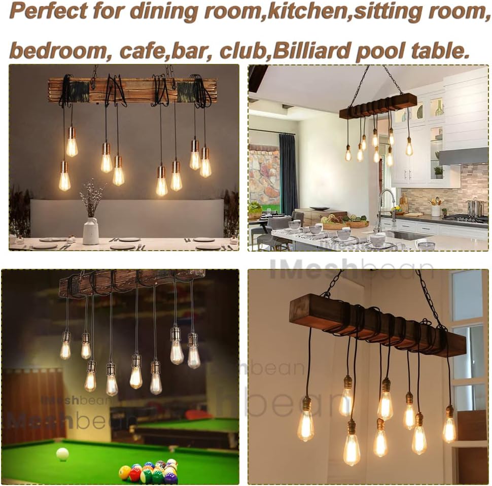 Wood Beam Chandelier 8 Lights Wooden Retro Rustic Pendant Light Industrial Chandelier Wood Ceiling Light Fixture for Dining Table Kitchen Island Bar Billiard Pool Table