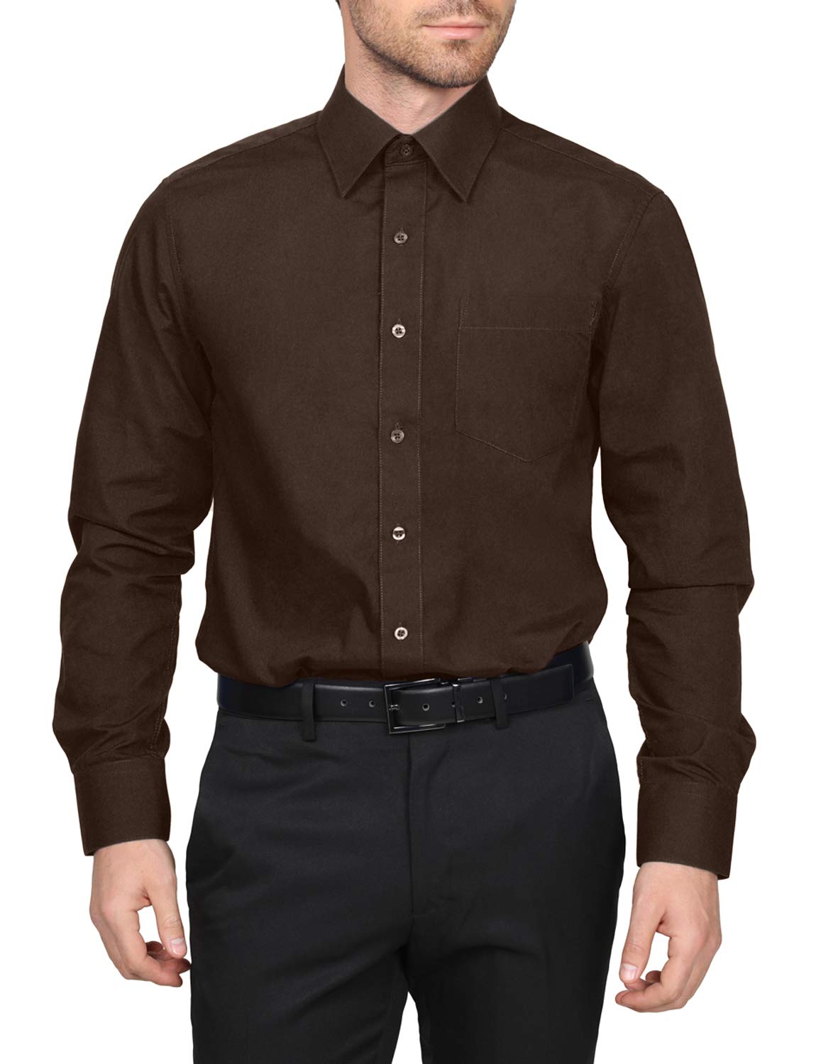 NE PEOPLE Men's Classic Regular Fit Button Down Long Sleeve Solid Color Dress Shirts S-5XL