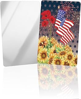OComster Oil Painting Sunflower American Flag Fireworks Compact Mirror Bulk 4 Pack Card Mirror, Star Filling Background Independence Small Compact Mirror for Purse, Handheld Pocket Makeup Mirror