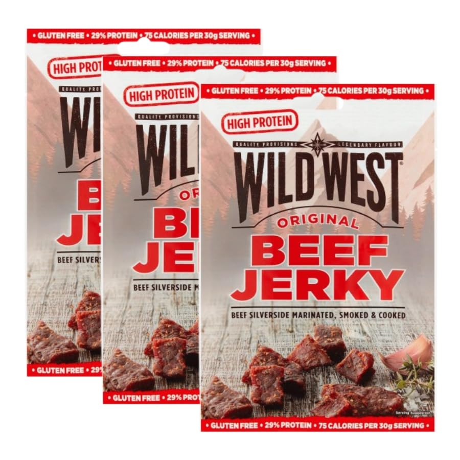 GenericWild West Original Beef Jerky 60g - 3 Pack | Beef Silverside Marinated, Smoked & Cooked, High Protein, Legendary Flavour.