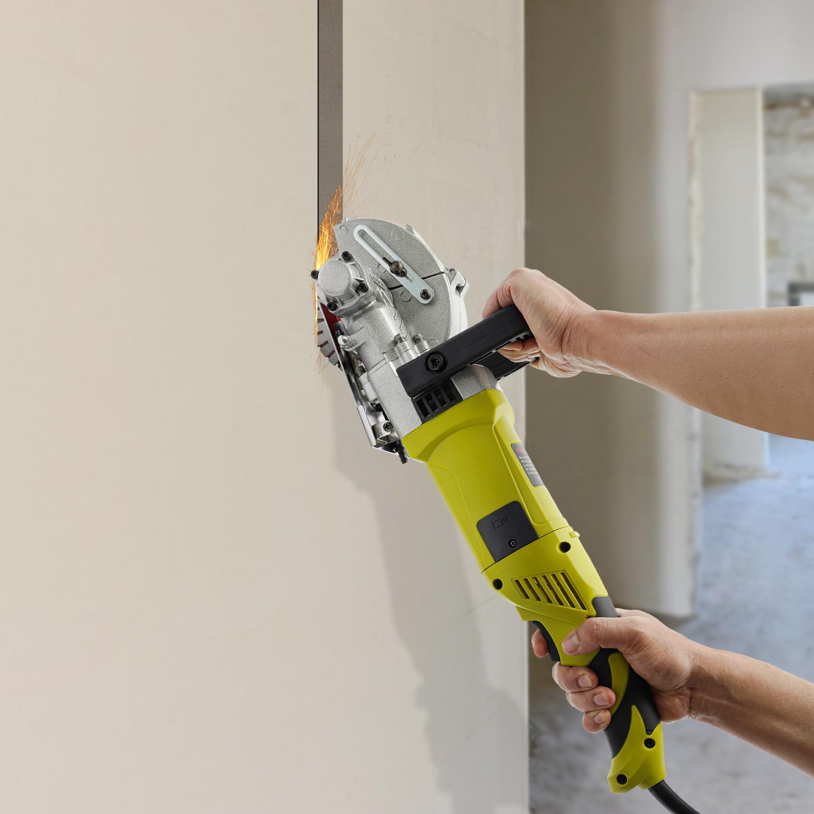 Rompadora de pared, máquina ranuradora de 4000 W, 6500 r/min de alta velocidad, profundidad y ancho ajustables, cortadora de ranura de hormigón con 5 hojas de sierra y bomba de agua