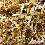 Ivory Crinkle Cut Paper Metallic Mix - 1/2 Lb Ivory and Gold Gift Basket Filling Christmas Shredded Paper