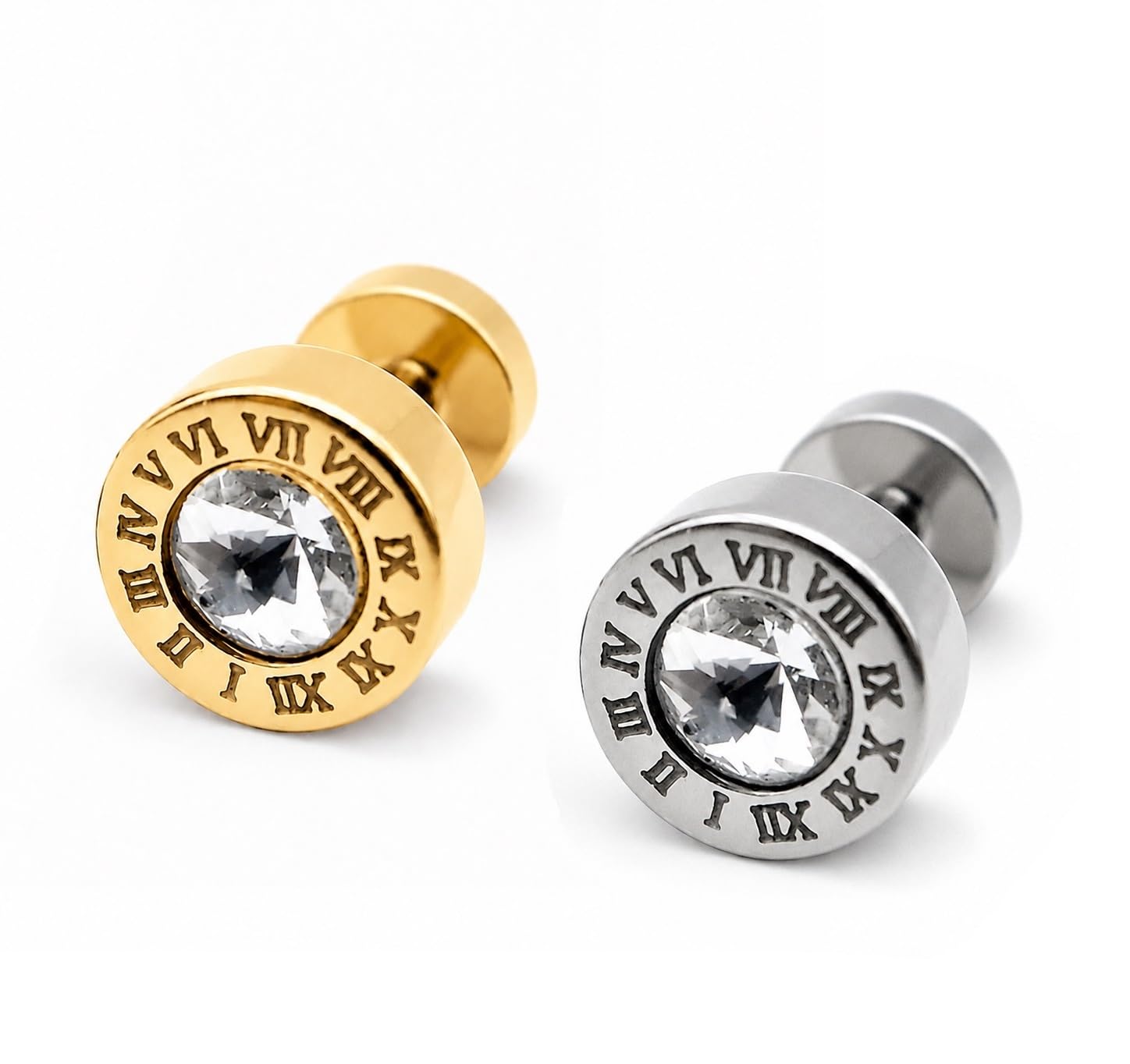 Silver Toned & Gold Plated Single Ear Stud Earring With Premium Zirconia Crystal-picture-54