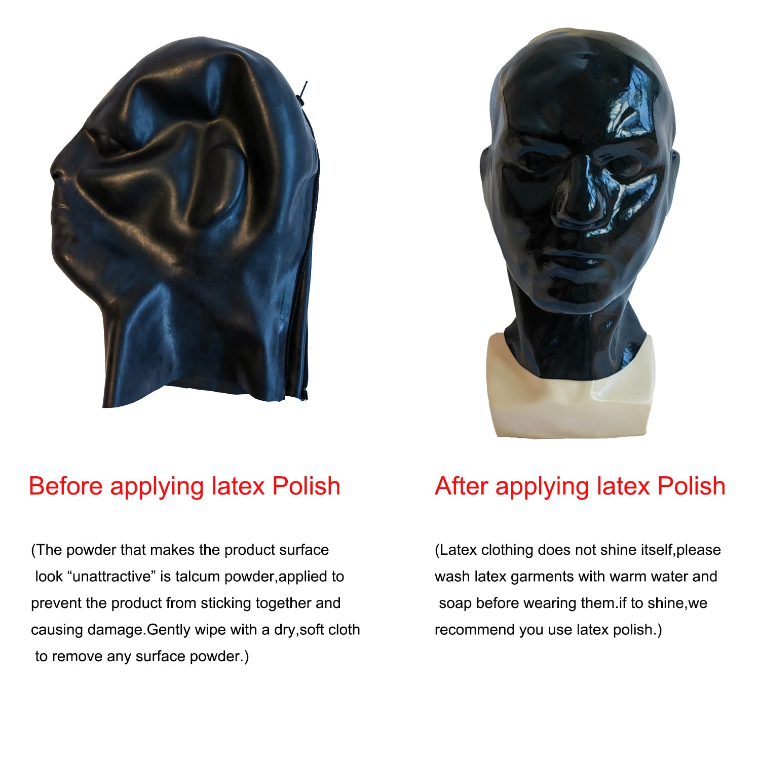 Máscara Cabeza Modelo 3D de Látex Negra,Capucha Goma Cabeza Para Unisex Orificios Nasales Respirar Adecuada Cosplay Fiestas