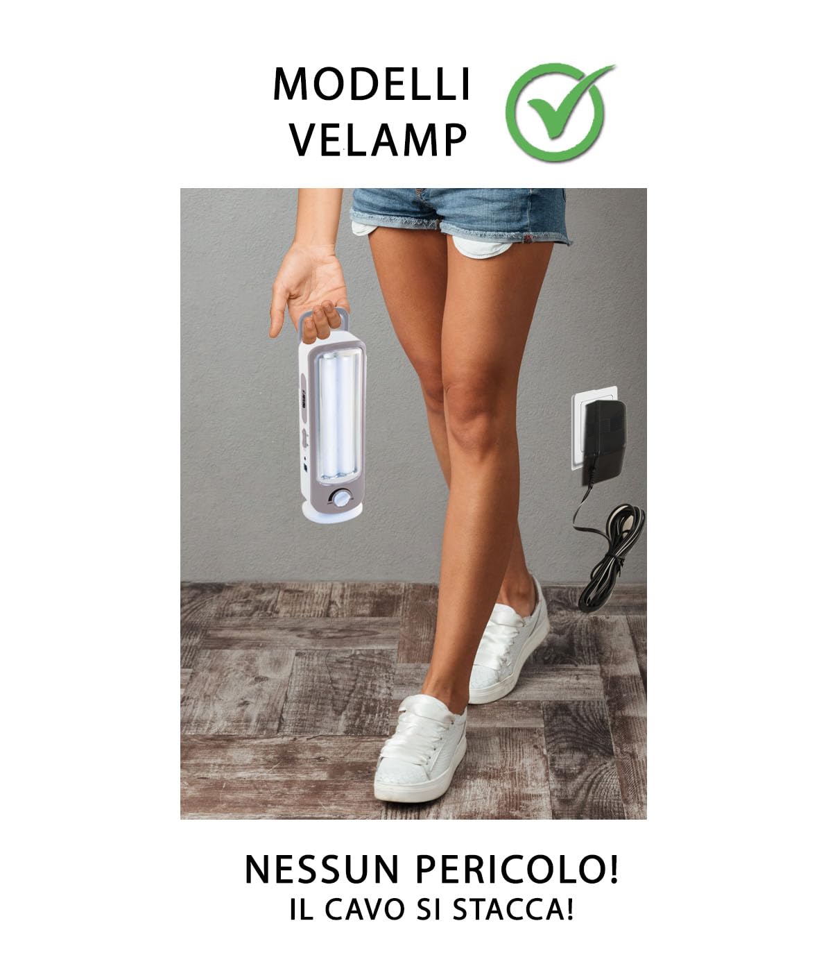 Velamp Twix lampa awaryjna, szara, 23 cm