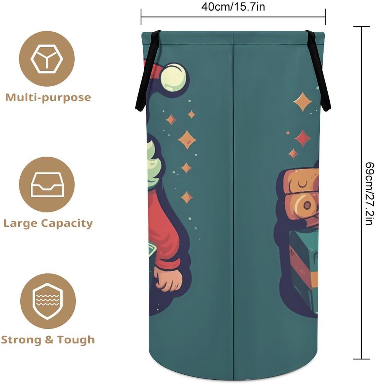 Large Laundry Basket Santa Claus Holding Box Printed Laundry Hamper Clothes Hamper Basket Storage Dirty With Handle For Use in Laundry Rooms Bedrooms Bathrooms Dormitories
