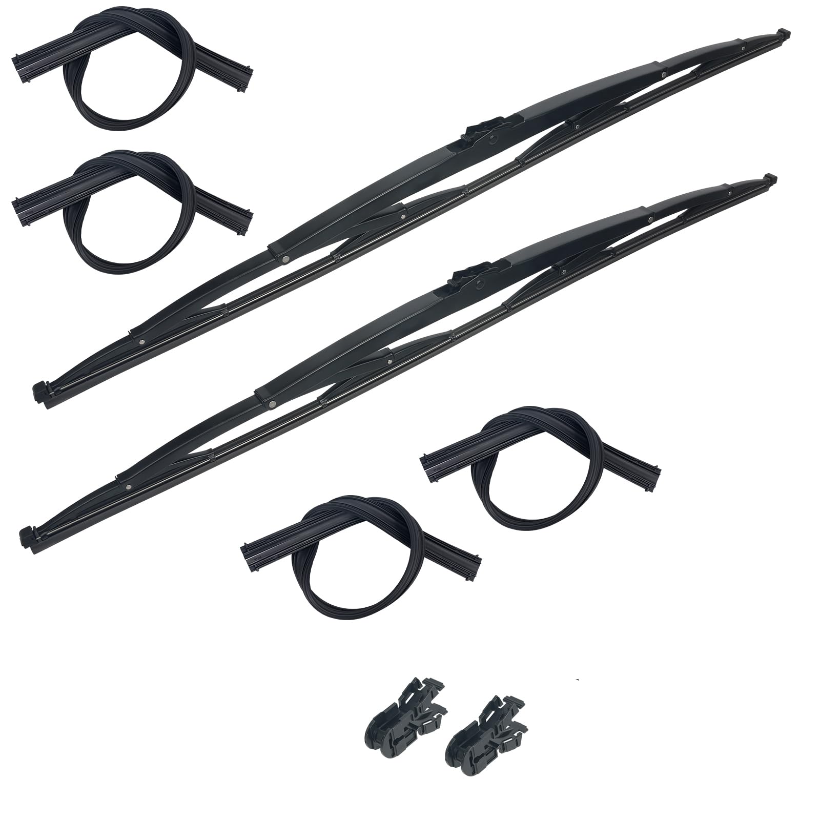 32 Inch Saddle Mount Wiper Blade Replacement for Motorhome Recreational Vehicle RV and Bus with 9mm 12mm J Hook Window Wiper Blade 4 Rubber Refills 32"/32"