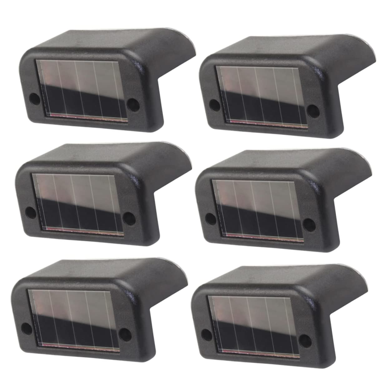 VILLCASE 6PCS Solar Step Lights LED Outdoor Lighting for Stairs Decks and Patios Black Shell with White Light for Fence Illumination