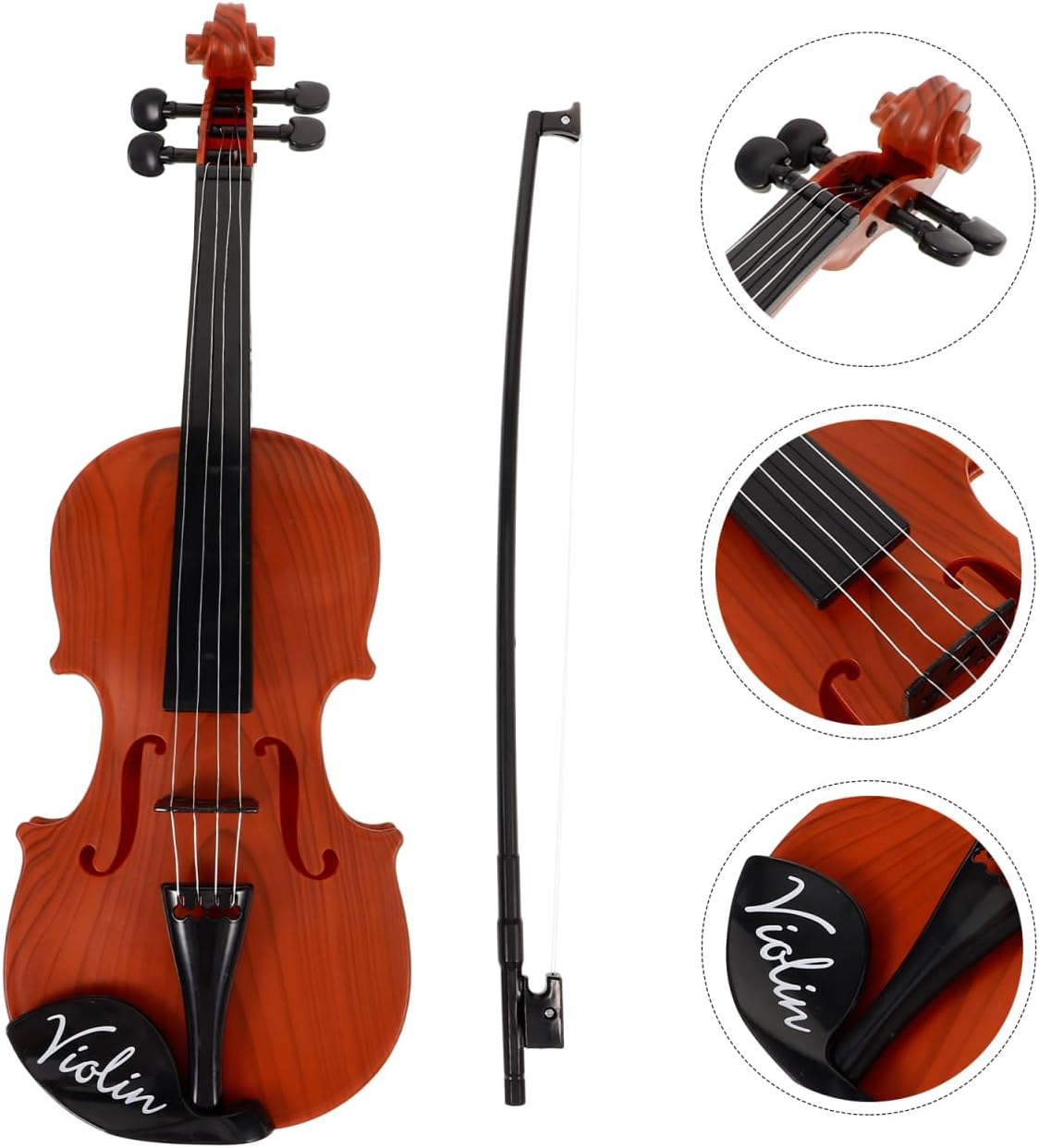 Kisangel Adjustable Violin Toy for Kids, 16.5inch Plastic Beginner Violin Plaything with 4 Strings and Bow, Musical Instrument Toy for Early Learning Decor