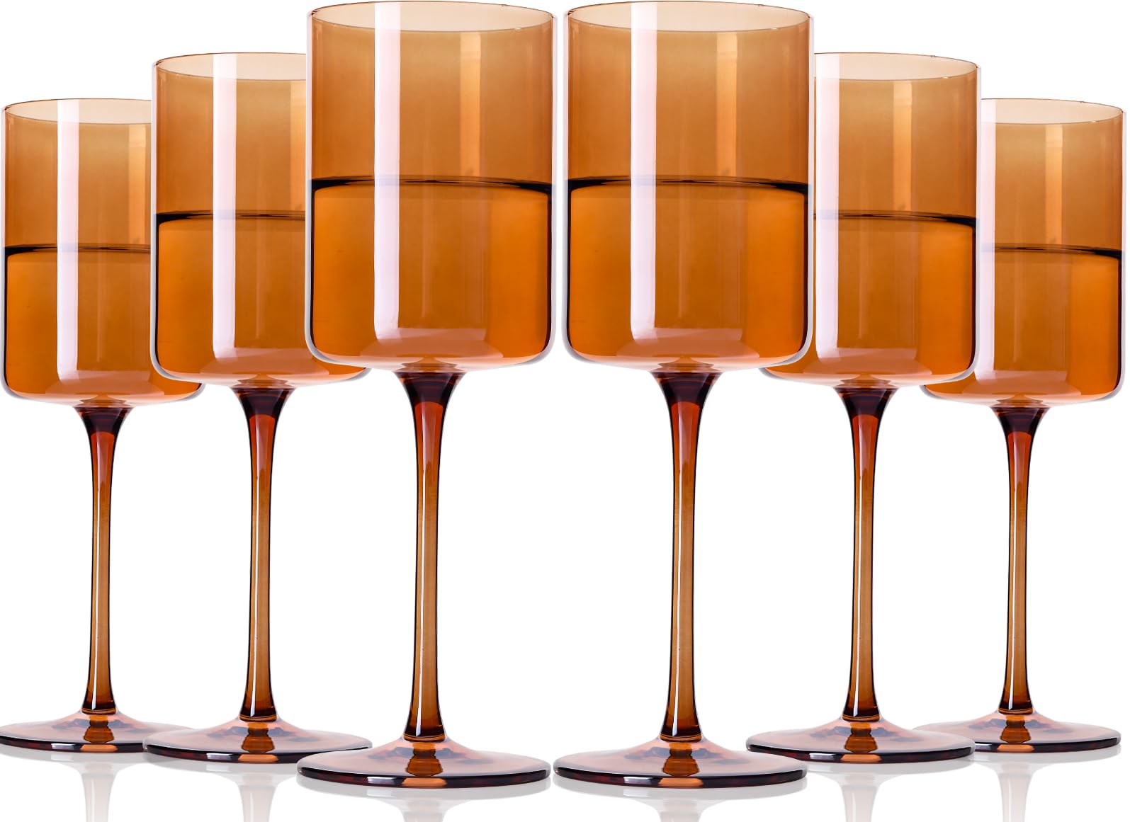 Amazon.com | TrophyToast Amber Wine Glasses Set of 6 - 14oz Hand Blown  Square Colored With Tall Long Stems, Modern Set for All Occasions: Wine  Glasses
