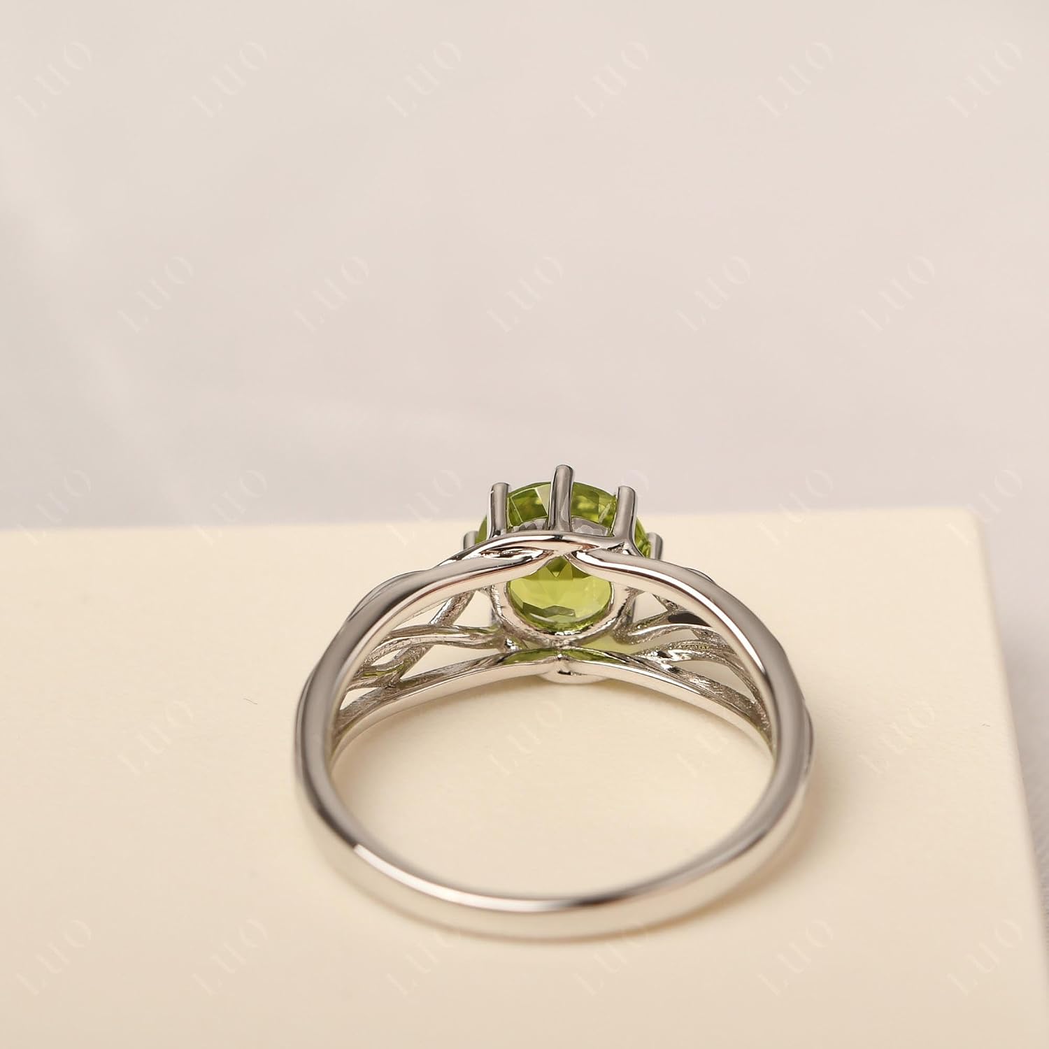 LUO Gemstone Birthstone Engagement Rings for Women, 7mm Round Cut Crossover Band Anniversary Wedding 925 Sterling Silver Promise Rings for Her Size 3-13