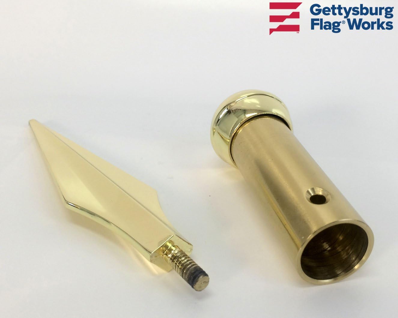 Gold Brass Flat Spear for Indoor or Parade Flagpole Finial Topper