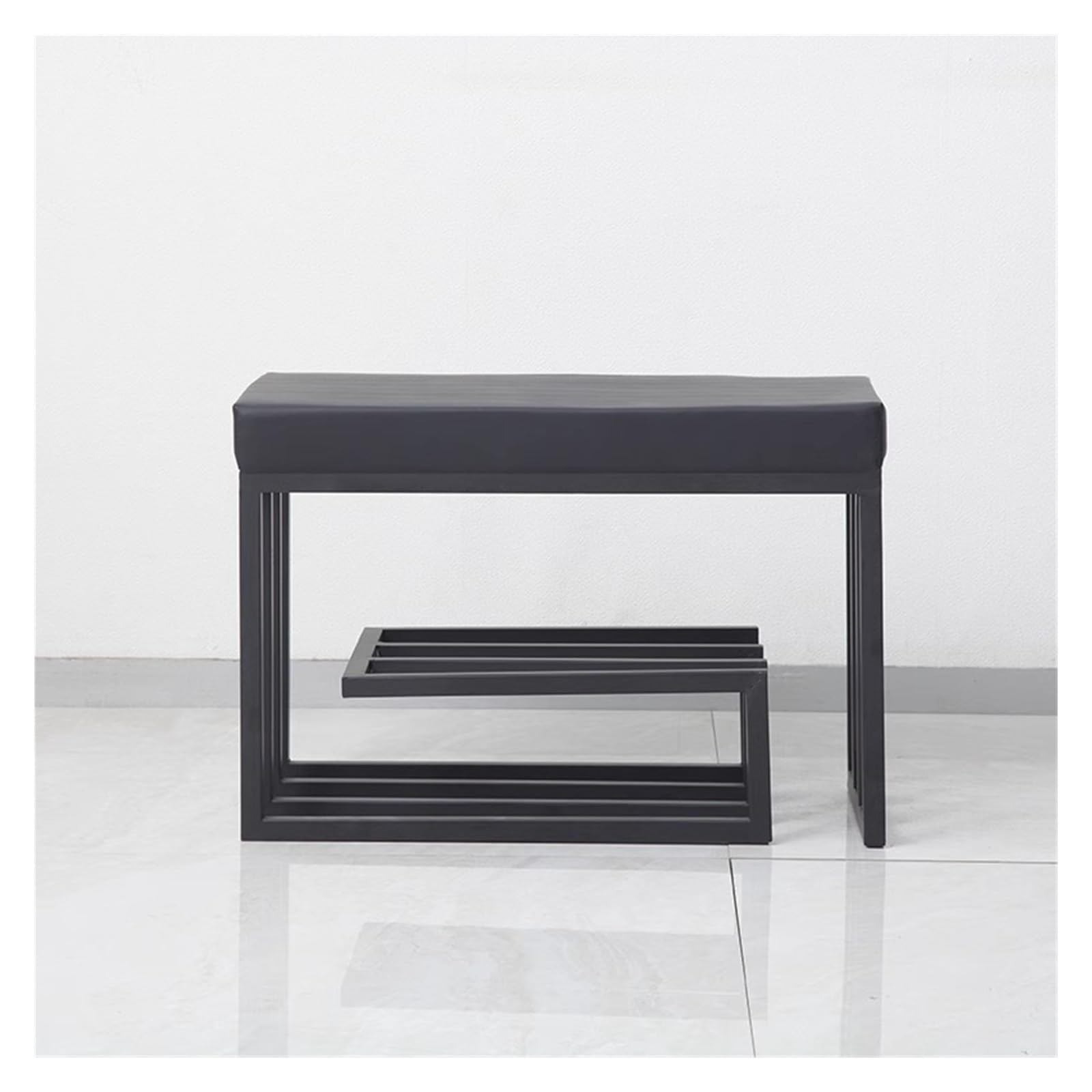MYUYEE Shoe Bench Entryway- Shoe Rack Bench For Entryway, Free Standing Shoe Racks, Small Shoe Rack Bench With Orga Shelf For Hallway, Bedroom, Living Room(Black)