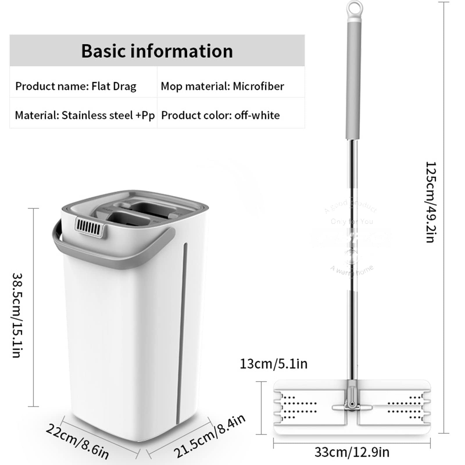 fregona El último trapeador con Conjunto de cubetas de Limpieza sin Mano Microfibra Microfibra Mop ... mop (Color : White-6 Cloth)