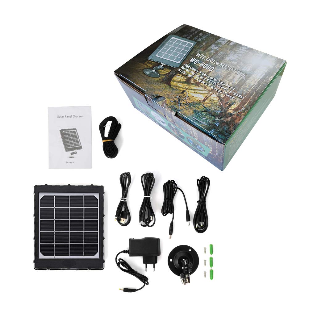 Zonnepaneel voor trailcamera, DC 6 V/9 V/12 V, 8000 mAh, 3 W, draagbare oplader op zonne-energie, IP66, waterdicht, voor jachtcamera's, beveiligingscamera (geen batterijen nodig voor je trailcamera Zonnepaneel voor trailcamera, DC 6 V/9 V/12 V, 8000 mAh, 3 W, draagbare oplader op zonne-energie, IP66, waterdicht, voor jachtcamera's, beveiligingscamera (geen batterijen nodig voor je trailcamera