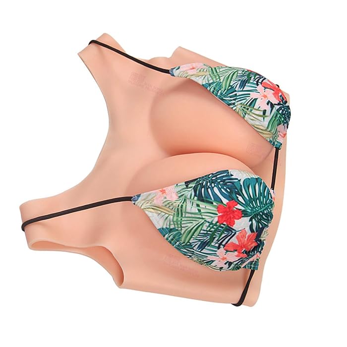 Buy Cotton Filled Breastplate B-G Cup Realistic Silicone Breast Forms Round Collar Fake Breast