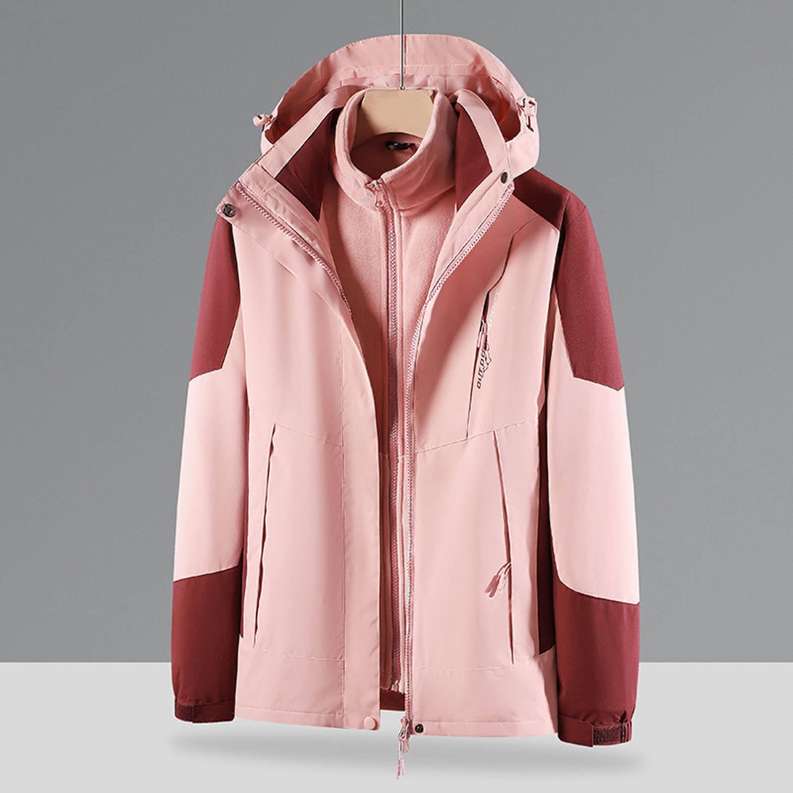 Veste de ski 3 en 1 pour femme avec veste polaire imperméable coupe-vent chaude veste d'hiver double veste fonctionnelle avec capuche amovible Veste d'extérieur unisexe tendance
