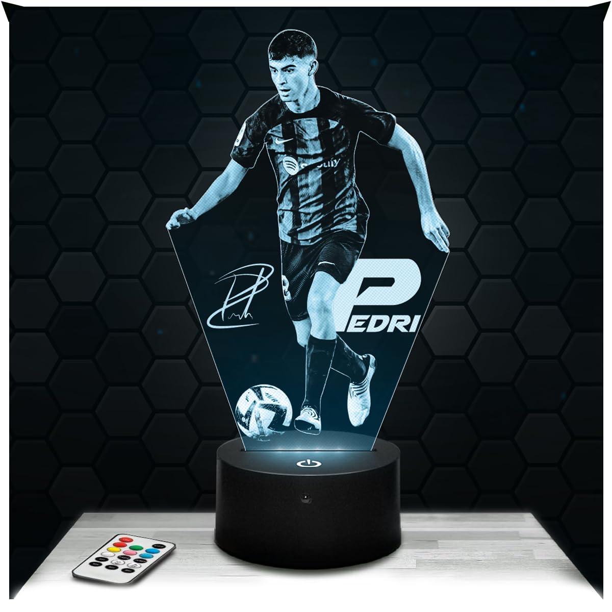 Lampephoto.fr - 3D Lamp Pedri Barcelona International Spanish Footballer, Touch Led Football Night Light, 3D Hologram Effect, Football Gift Idea Christmas Birthday Boy or Girl