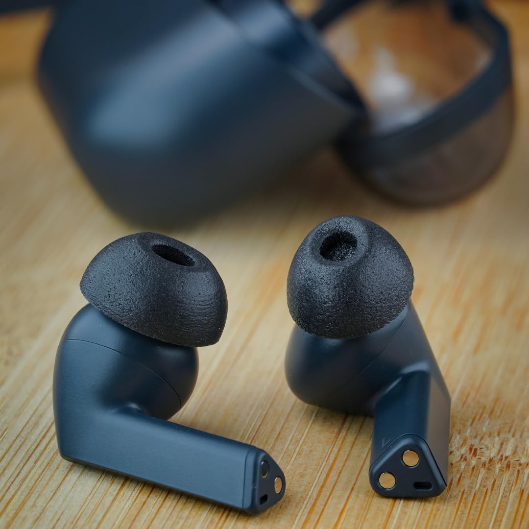 Comply Schiuma TrueGrip TWo-220-C Premium Memory Foam Ear Tips per Technics EAH-AZ100, Denon PerL Pro & More – Comfort migliorato, vestibilità sicura, isolamento acustico superiore – S, nero (3 paia)