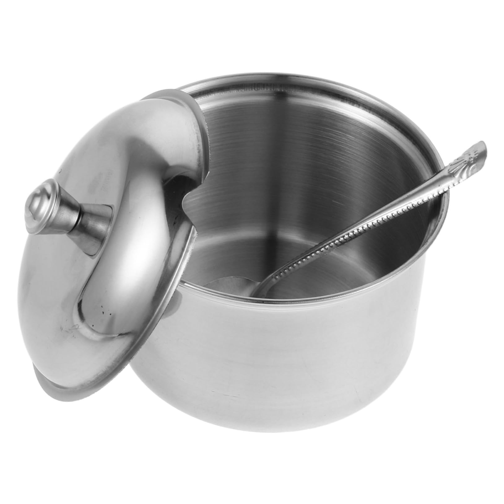 PRETYZOOM Stainless Steel Condiment Pot with Lid and Spoon Metal Spice Container for Salt Pepper and Seasonings for Home and Restaurant Use Versatile Kitchen Storage