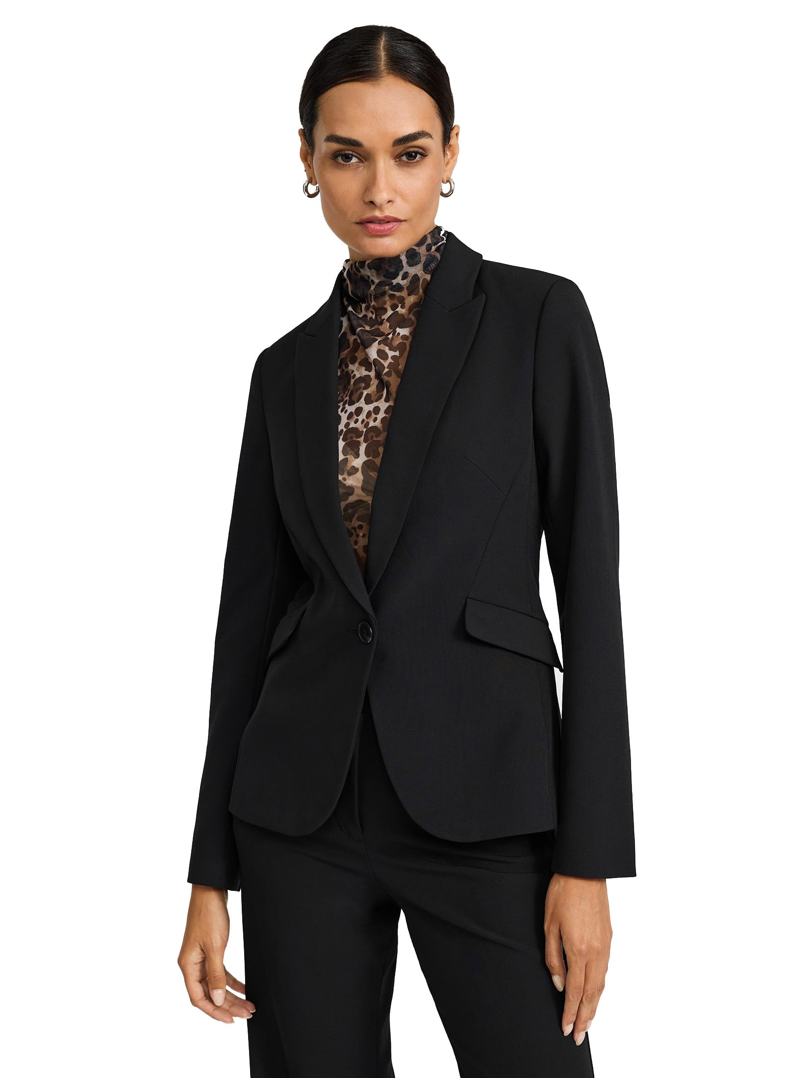 EXPRESS Womens Editor Fitted One Button Blazer Studio Stretch Twill - Black