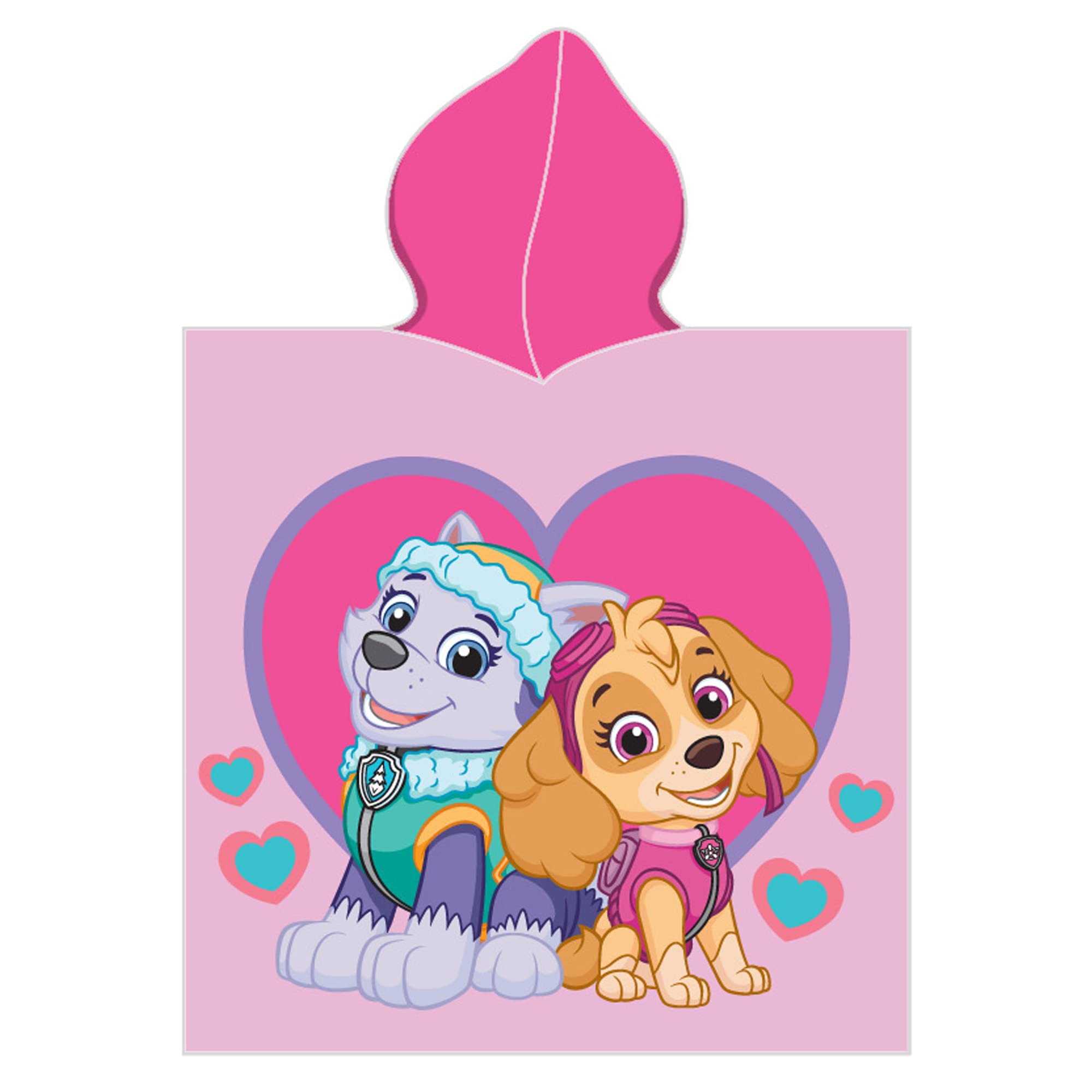 Paw Patrol Kinder Kapuzen Bade-Poncho Girl's Rosa 60x120 cm 100% Baumwolle Veloursqualität Poncho Bademantel Duschtuch Handtuch Badetuch Strandtuch Mädchen Pareo Pink Marshall Skye Ryder Rocky Zuma