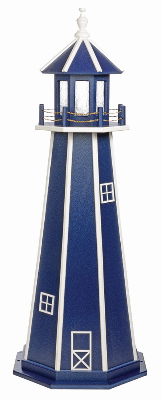 5' Standard Patriot Blue and White Poly Lighthouse, Revolving Light