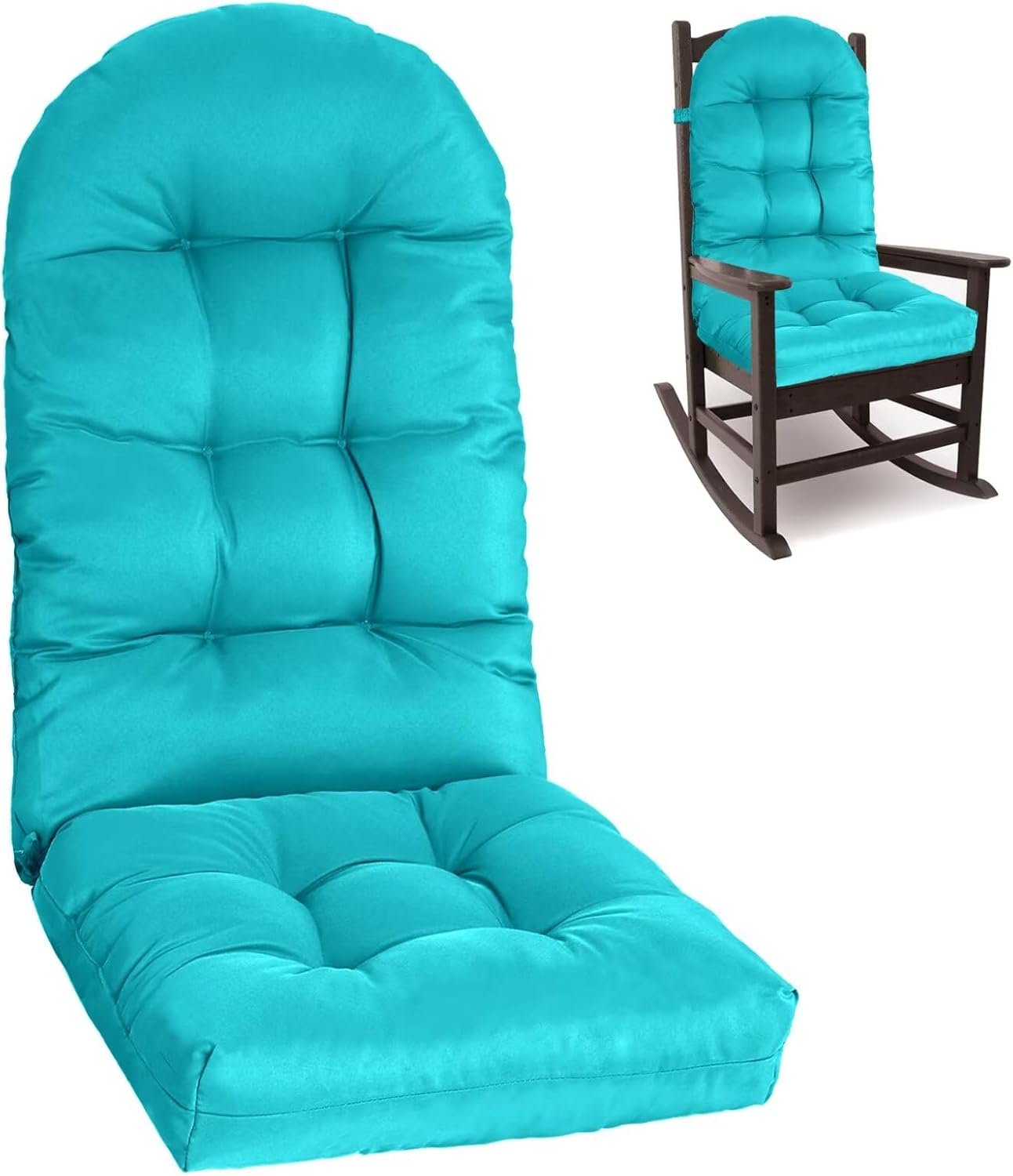 Yddsky Adirondack Chair Cushion, Rocking Cushions 44x19.4x4 inch, High Back Patio Recliner Cushion of Upper and Lower with Ties, Sunscreen and Fade-Resistant Lake Blue，1