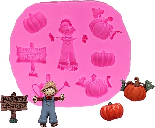 Moldes de silicona con forma de espantapájaros de calabaza para Halloween, herramientas de decoración de pasteles, bricolaje, chocolate, dulces,