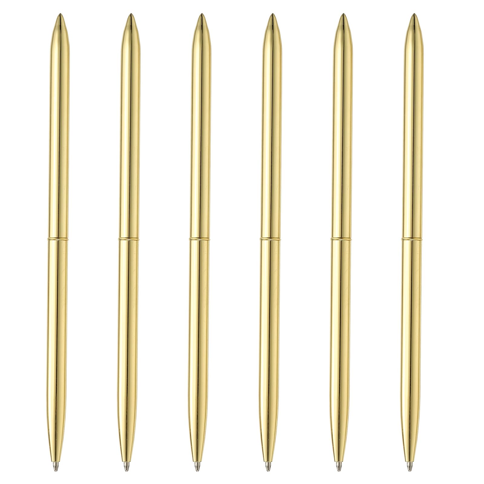 PATIKIL Slim Metallic Ballpoint Pen, 6Pcs Black Ink 1mm Medium Point Retractable Smooth Writing Pens for Business Office Wedding Guest Book, Golden — image 1