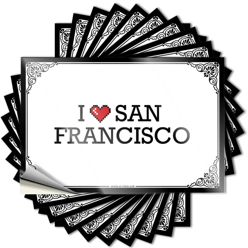 Stickers Half Western Case I Love San Francisco - No Residue Decals for Gamer(6X9CM)