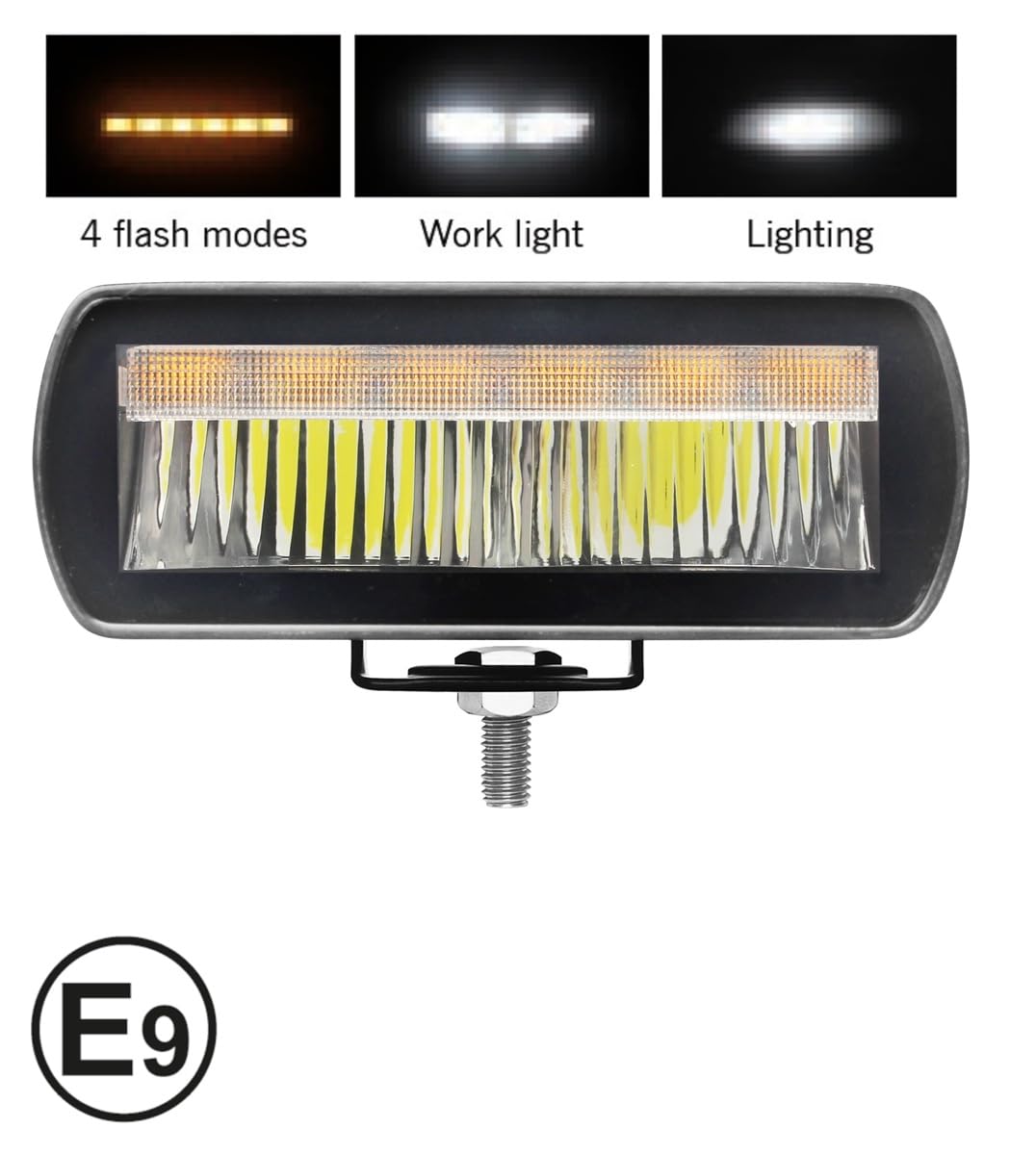 Generico 6 x reflektor roboczy LED 17 W 12 V 24 V światła mijania/do jazdy dziennej + światło stroboskopowe E9 R112 R65 EMC R10 IP67 i IP69K do samochodów osobowych pojazdów terenowych ciężarowych
