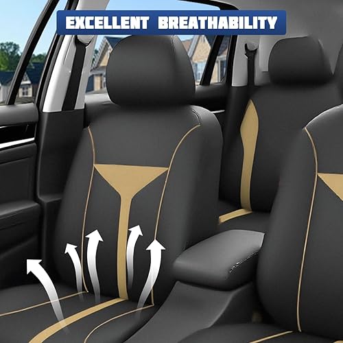 Miniatura 6 de Juego completo de fundas para asientos de automóvil, transpirables y lavables, con cierre para perros y niños, protector de asiento delantero y