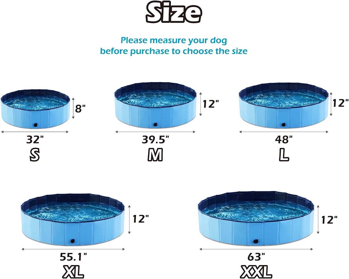 Jasonwell Foldable Dog Pet Bath Pool Collapsible Dog Pet Pool Bathing Tub Kiddie Pool for Dogs Cats and Kids (48inch.D x 11.8inch.H, Blue)