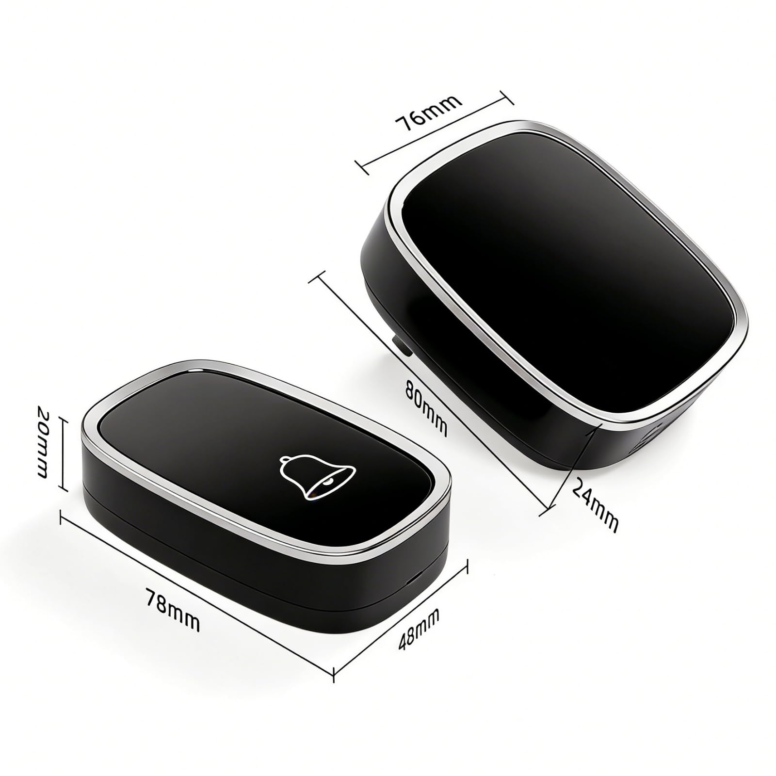 Campanello Senza Fili da Esterno Impermeabile IP44-1 Trasmettitore + 1 Ricevitore, Portata 300M, 36 Suonerie, 5 Livelli Volume, LED Blù per Casa, Ufficio - 3