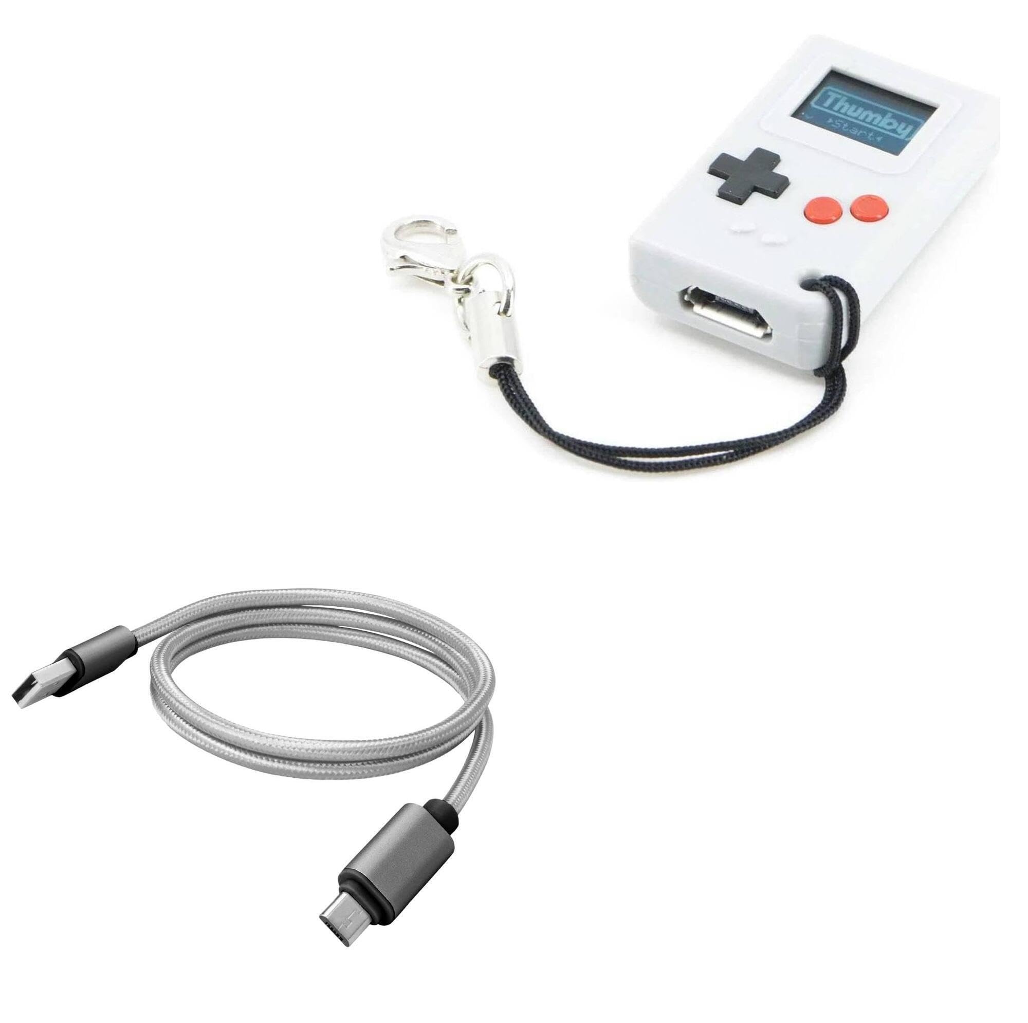 BoxWave Cable Compatible with TinyCircuits Thumby - Micro USB DuraCable, Braided Micro USB Charging Cable - Space Grey