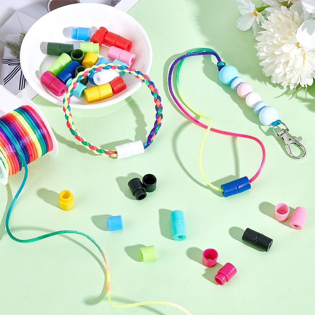 PH PandaHall 11 Colors 22pcs Lanyard Breakaway Clasps 20mm Bead Barrel Connector Safety Buckle Closure Clasp with 2mm x 10.9 Yards Colourful String Cord for Bracelet Jewellery Making DIY Crafts - Image 2