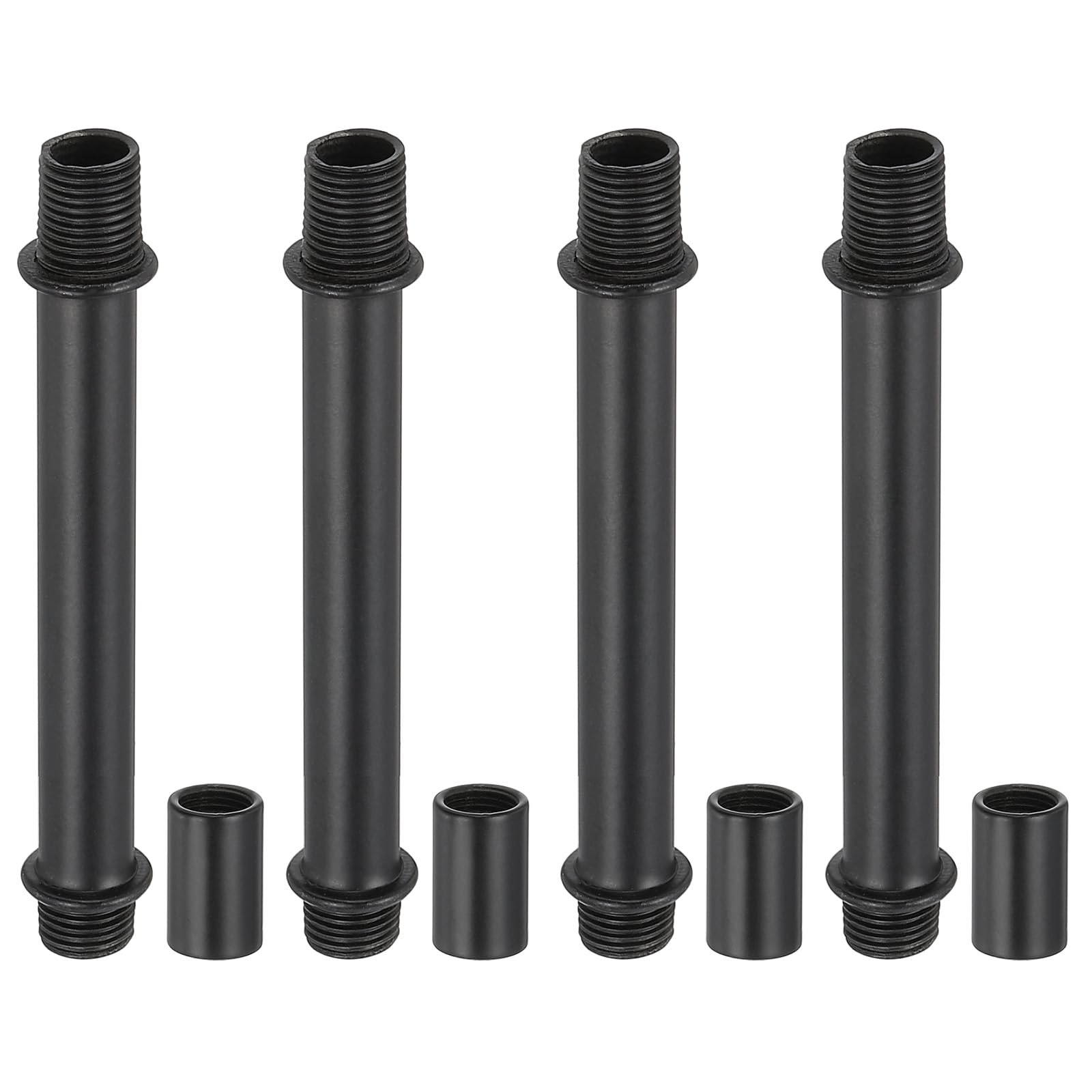 PATIKIL Straight Pipe Lamp Stems Rod Kit, 4Set M10 Carbon Steel 80mm(3.15") Long Double End Thread Rod with Coupling Nuts Sleeve Connector for Table