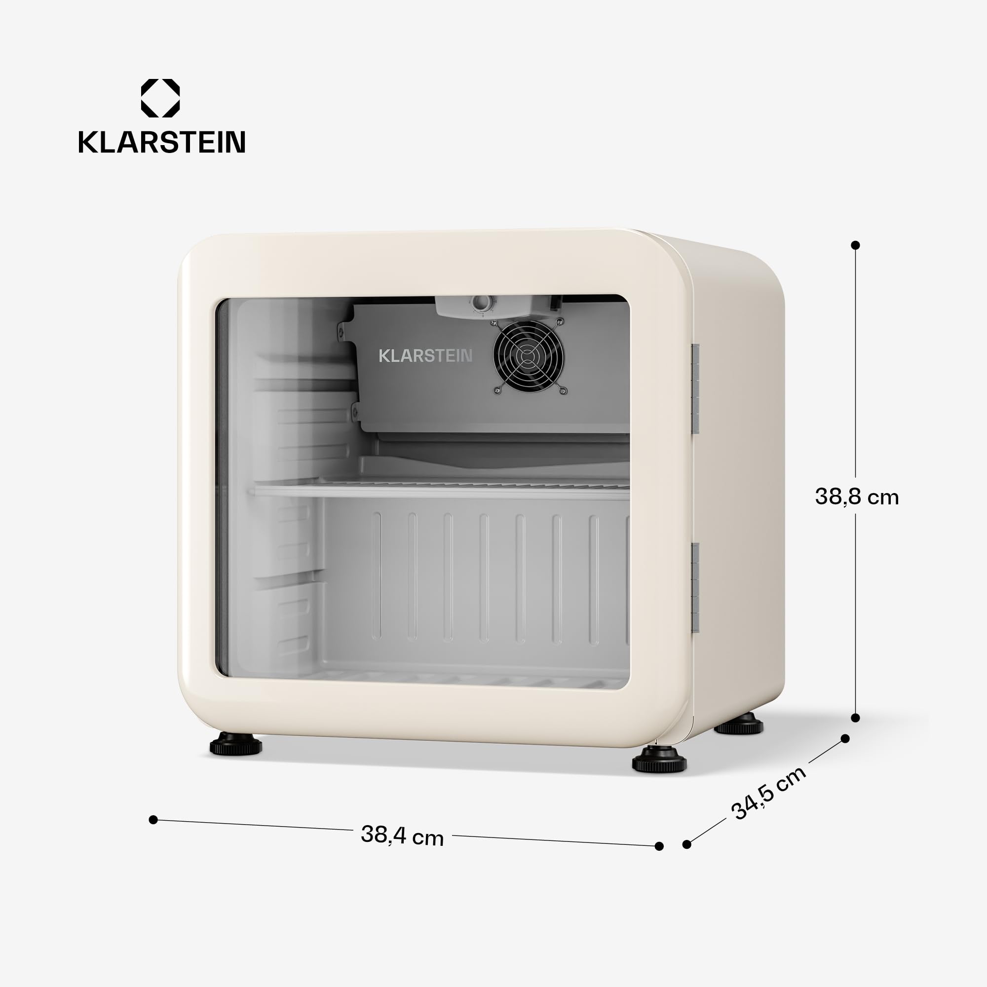 KLARSTEIN Nevera para bebidas Audrey Evo 45 L – Nevera para bebidas con puerta de cristal, luz LED, temperatura ajustable de 0 a 10 °C, funcionamiento silencioso